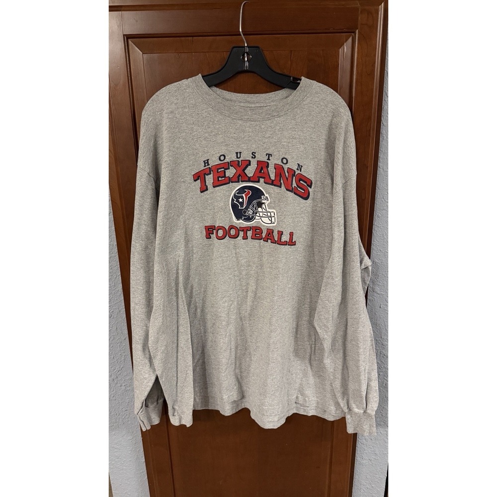 Houston Texans Football NFL Reebok Long Sleeve T-shirt Logo Gray Men's Size 2XL
